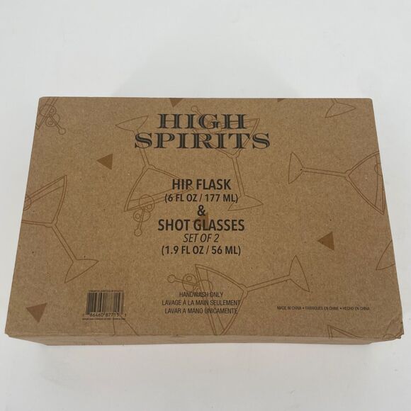 Buffalo Plaid Hip Flask Shot Glass Set Warm Fuzzy Black White Gingham NEW Gift - Picture 4 of 4